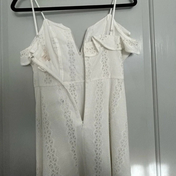Eyelet Boho Adjustable White Lace Romantic Mini Sundress Coastal Cowgirl Size S - Picture 11 of 14